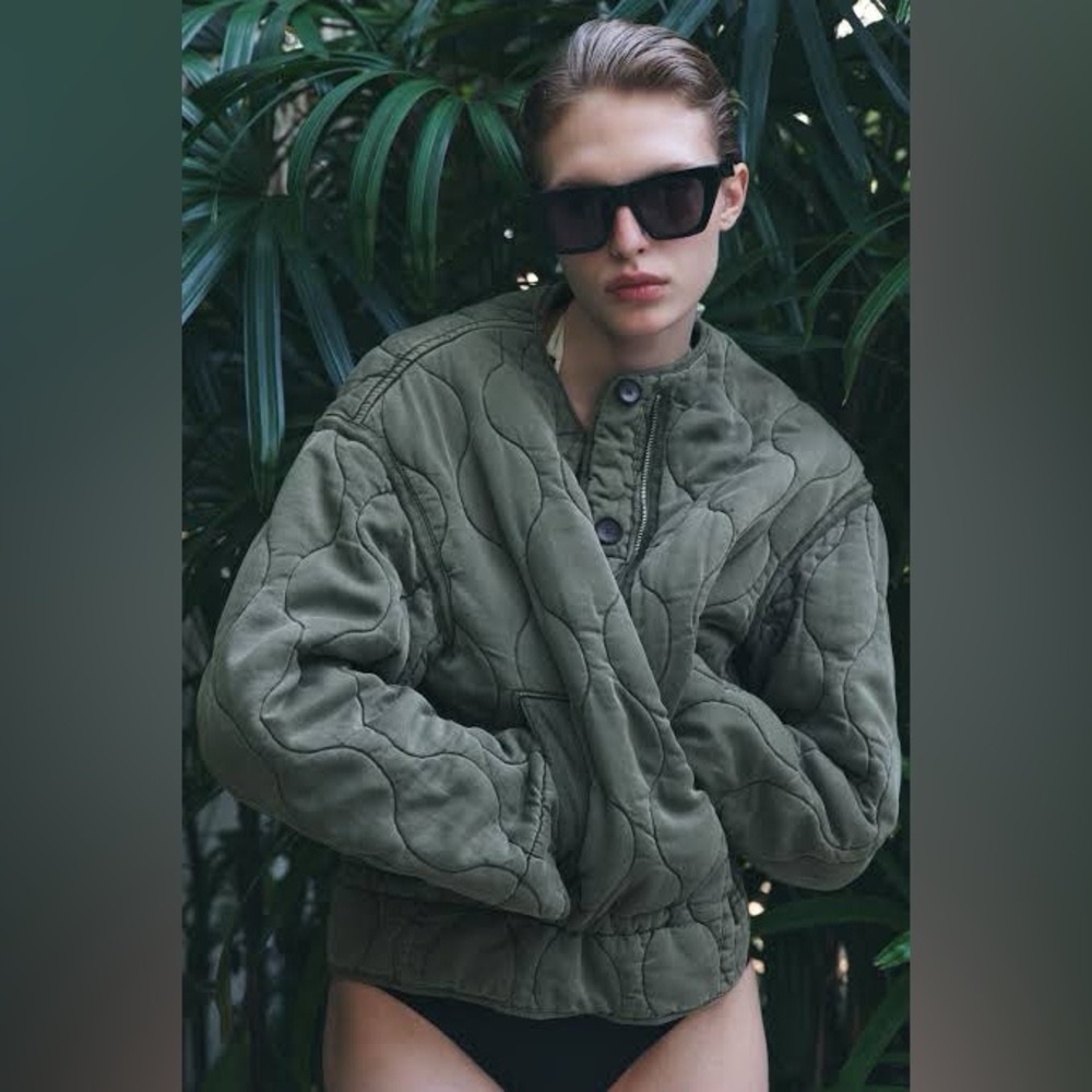 Zara Dark Brown Quilted Puffer Jacket - Picture 2 of 7